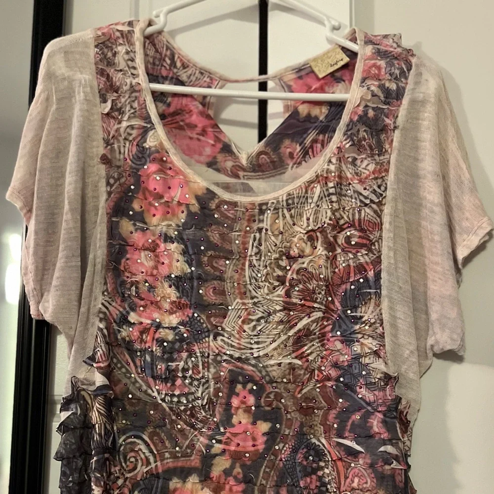 Buckle Daytrip Floral Sequin Top Vintage Rose Graphic Tee Medium M - Picture 7 of 11